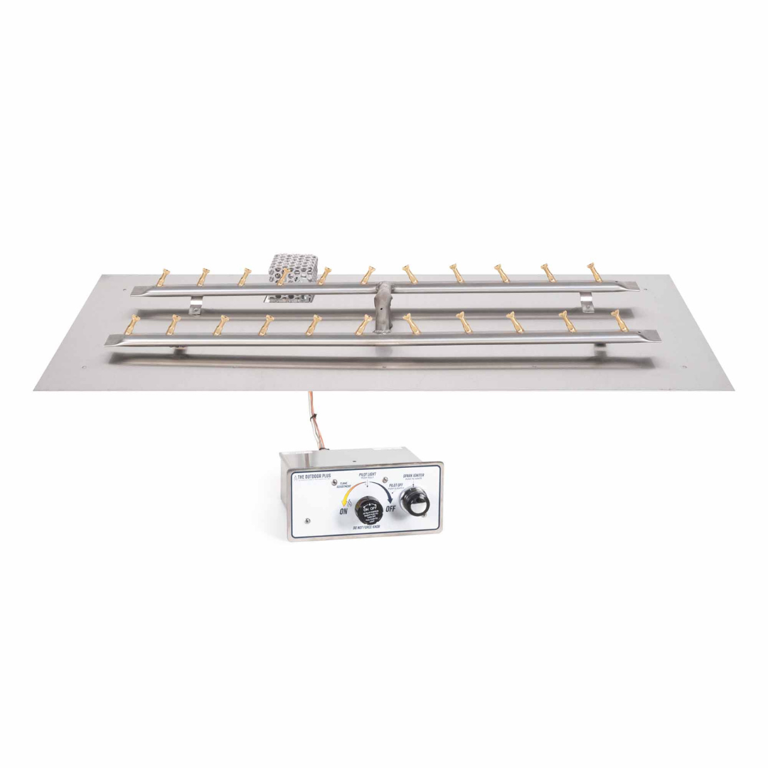 The Outdoor Plus 48" x 12" Rectangular Flat Pan & SS ‘H’ Bullet Burner
