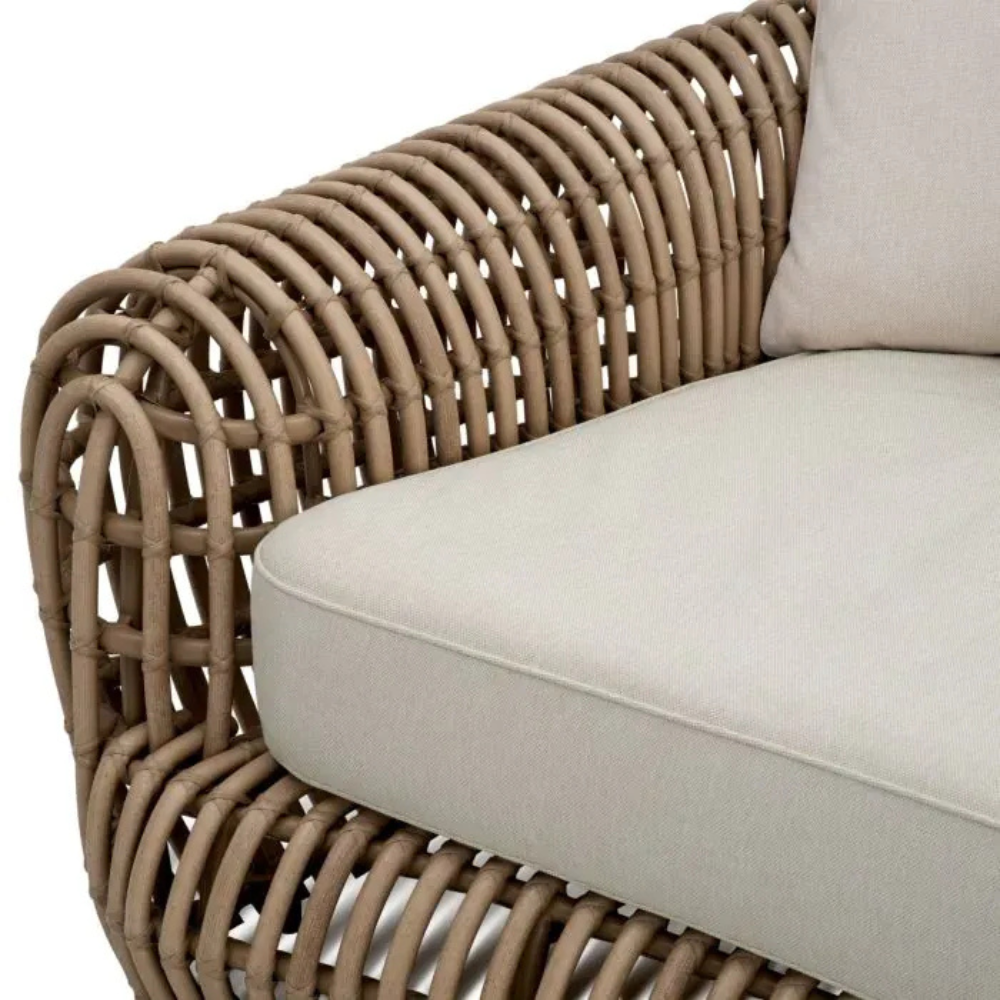 Eichholtz Outdoor Sofa Siderno Faux rattan | viola sand