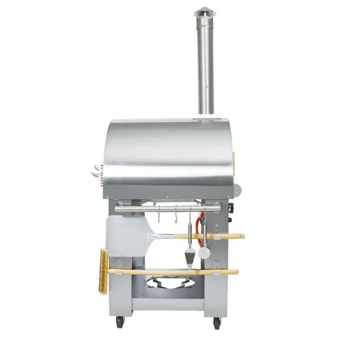 Kokomo 32 Inch Dual Fuel Gas or Wood Fired Stainless Steel Pizza Oven