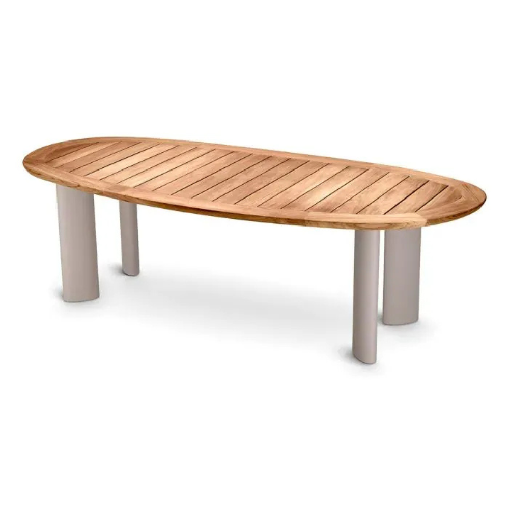 Eichholtz Outdoor Dining Table Free Form Natural teak top | sand finish legs