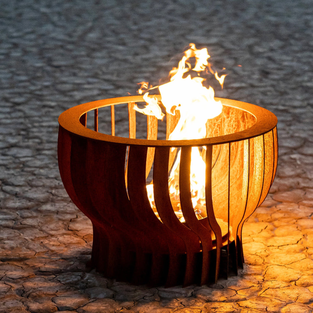 The Outdoor Plus The Neutron Fire Sculpture Corten Steel