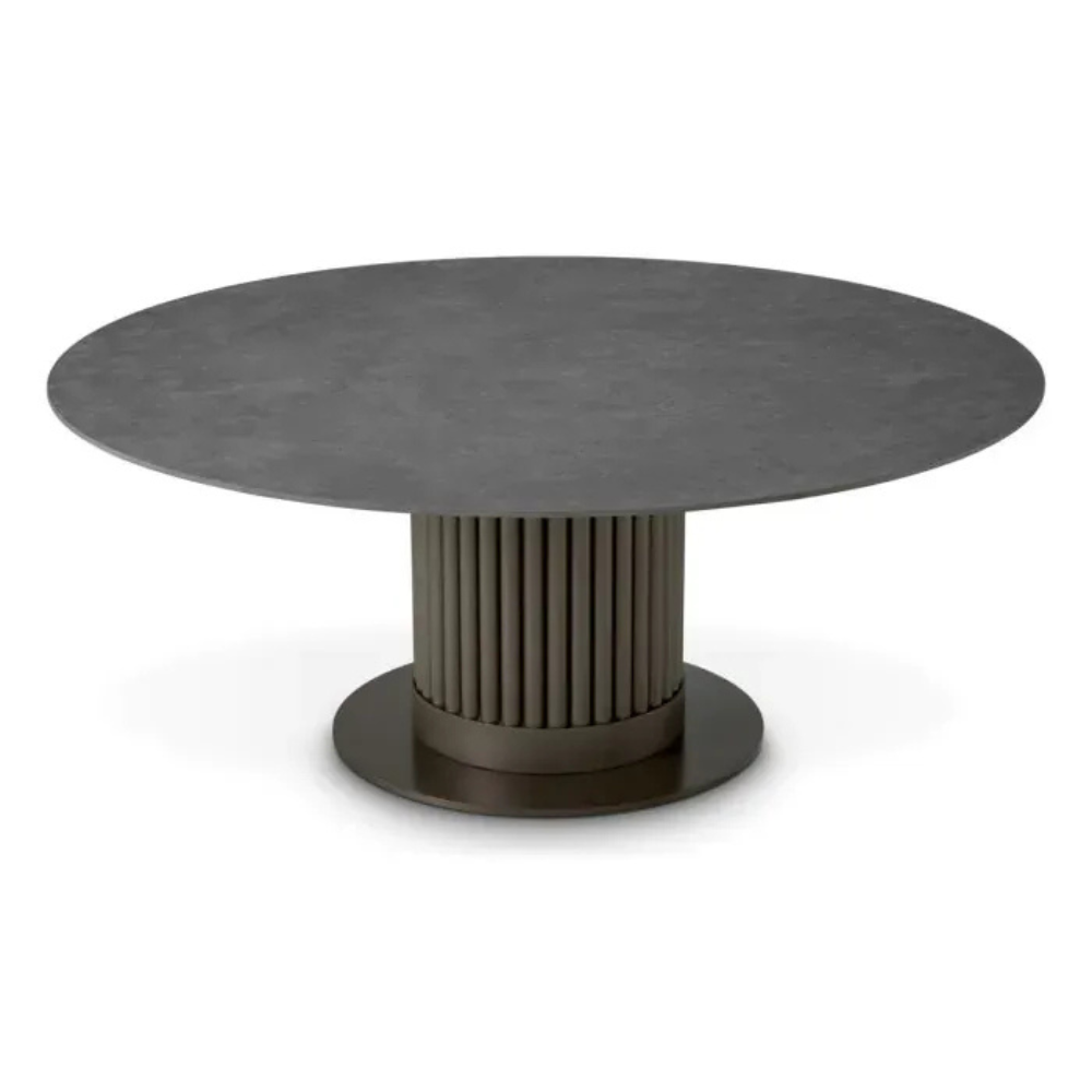 Eichholtz Outdoor Coffee Table Volterra Round Bronze finish | grey ceramic top