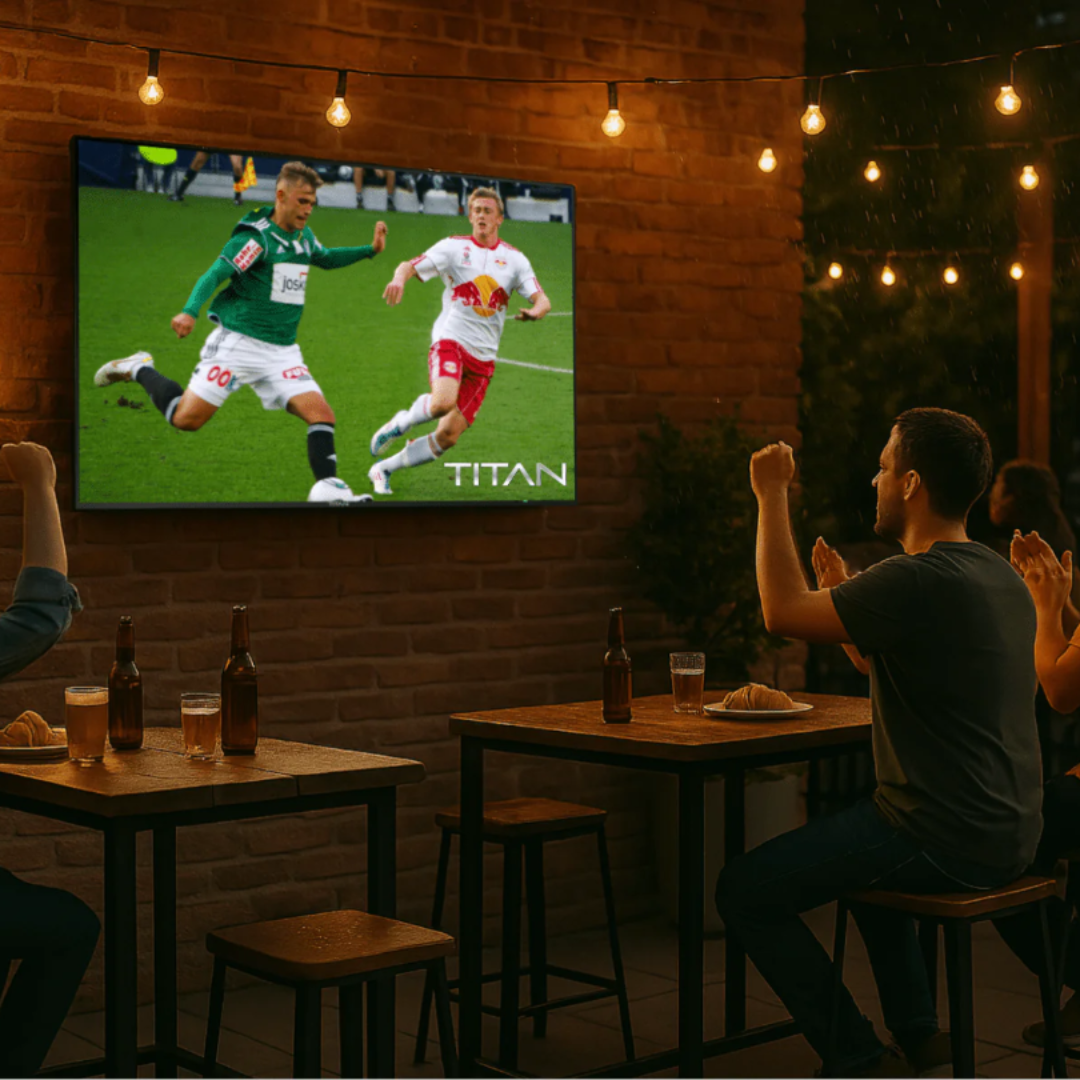 Titan Commercial Weatherproof Outdoor TV Full Sun QNED 4K Smart TV powered by LG WebOS