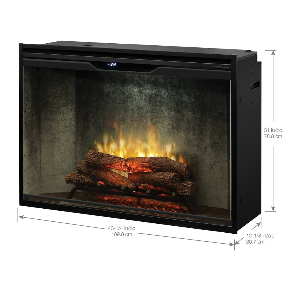 Dimplex Revillusion 42-inch Built-In Firebox with Glass Pane and Plug Kit, Weathered Concrete