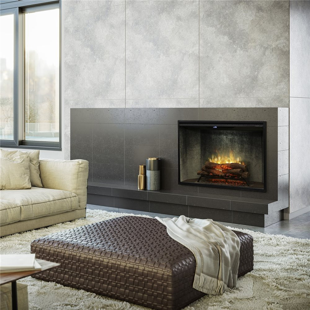 Dimplex Revillusion 42-inch Built-In Firebox with Glass Pane and Plug Kit, Weathered Concrete