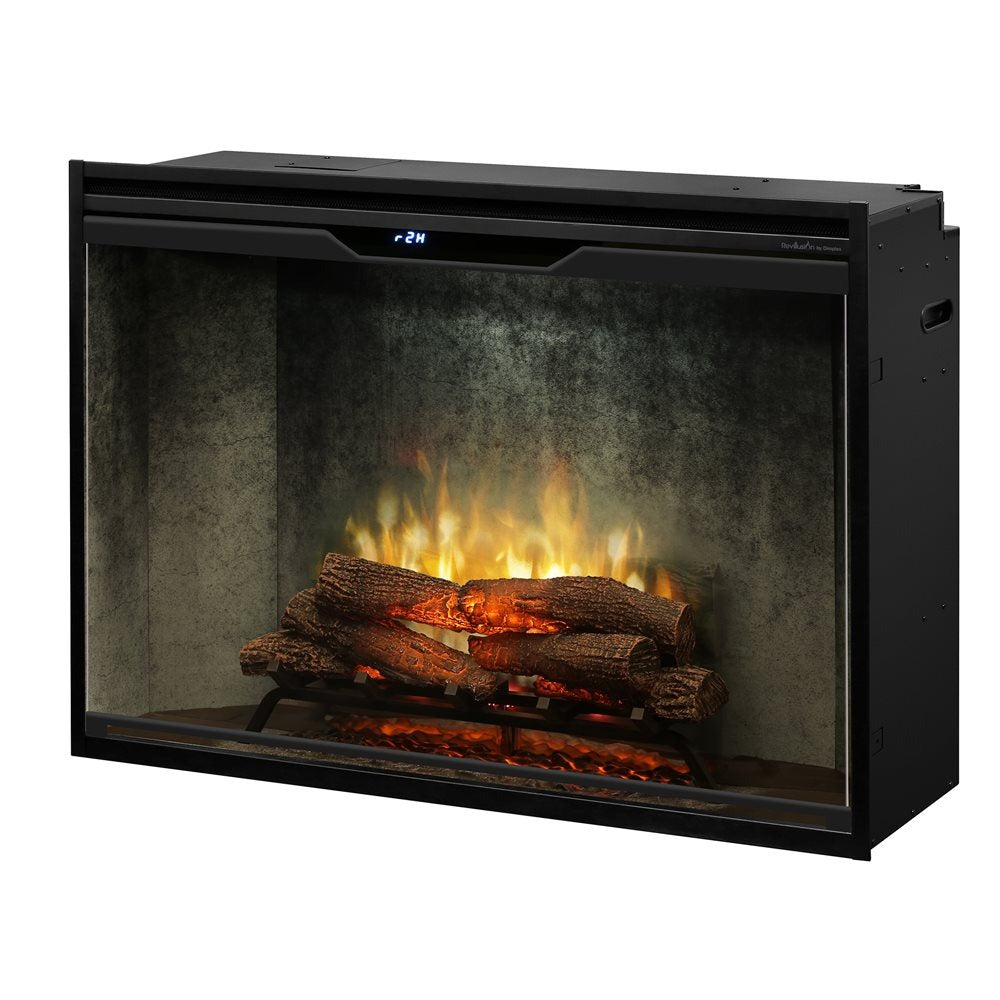 Dimplex Revillusion 42-inch Built-In Firebox with Glass Pane and Plug Kit, Weathered Concrete