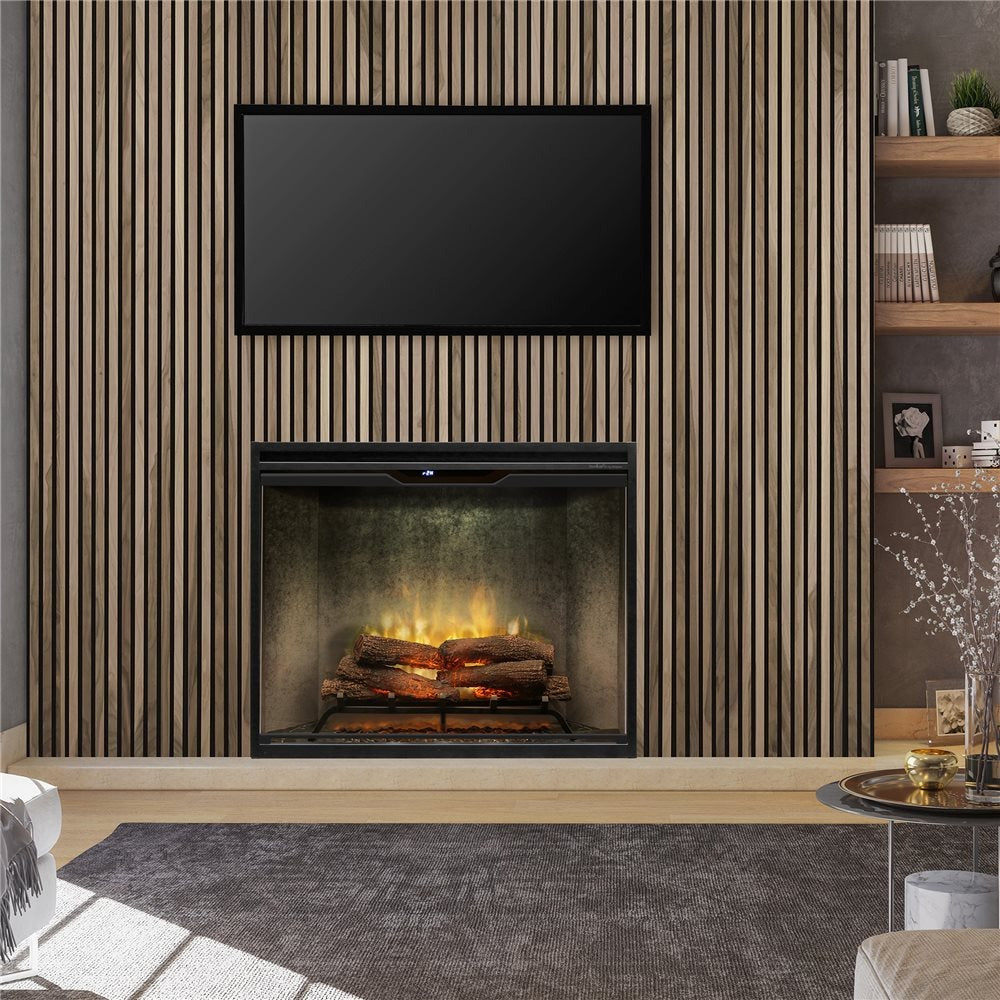 Dimplex Revillusion 36-inch Built-In Firebox with Glass Pane and Plug Kit, Weathered Concrete
