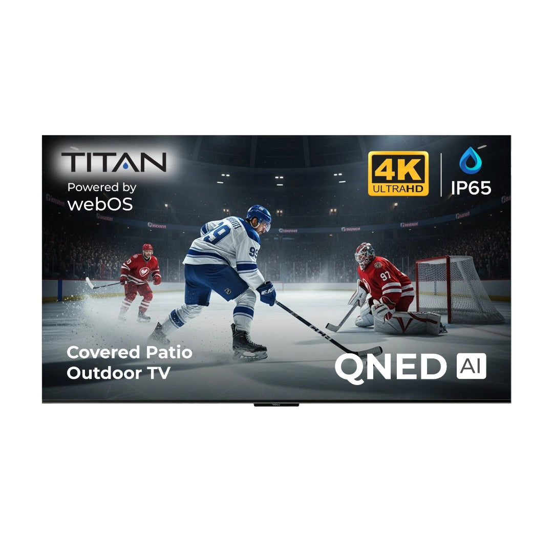 Titan L100 QNED Outdoor TV, Covered Patio, IP65 Smart Weatherproof TV, 4K HDR, 60 Hz