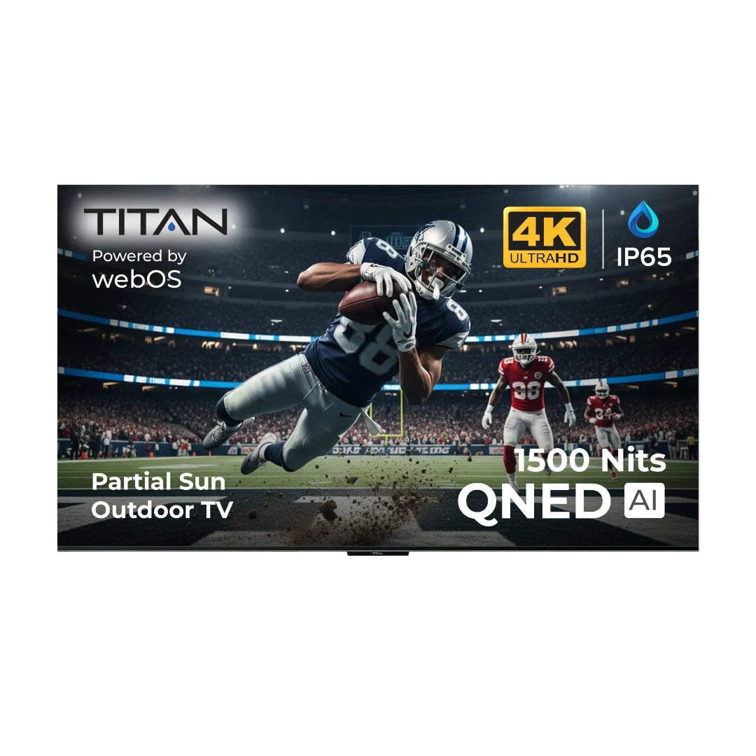 Titan L200 QNED Outdoor TV, Partial Sun, IP65 Smart Weatherproof TV, 4K HDR, 120 Hz