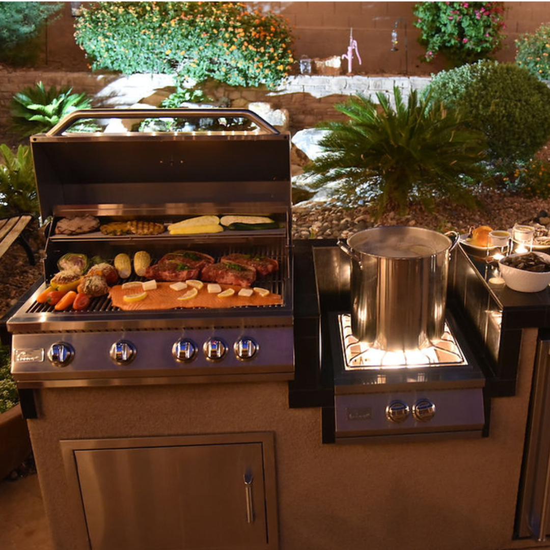 Kokomo Power Burner 4 Burner 32 inch Built-In Barbeque Grill Island Kitchen Package