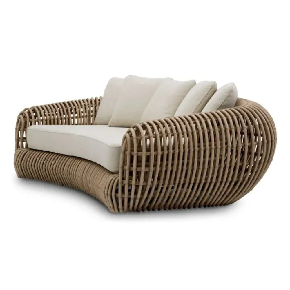 Eichholtz Outdoor Sofa Siderno Faux rattan | viola sand