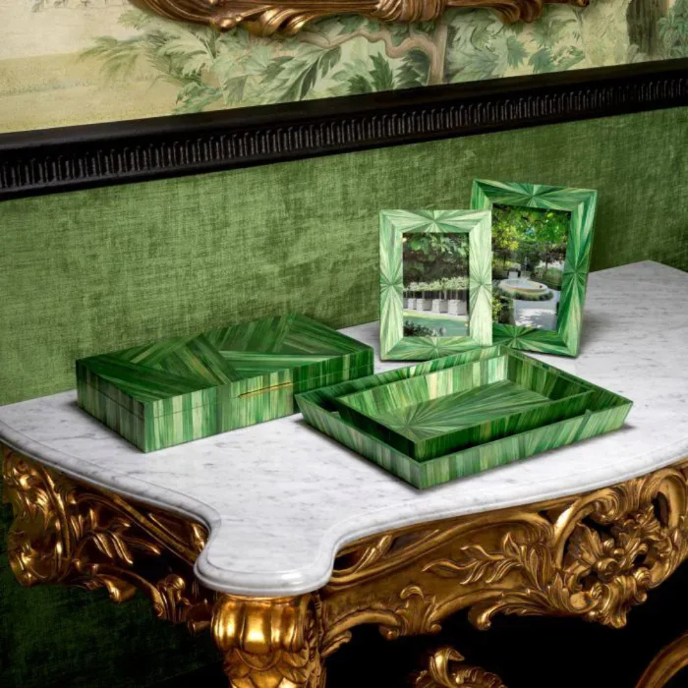 Eichholtz Box Harvard Straw marquetry green