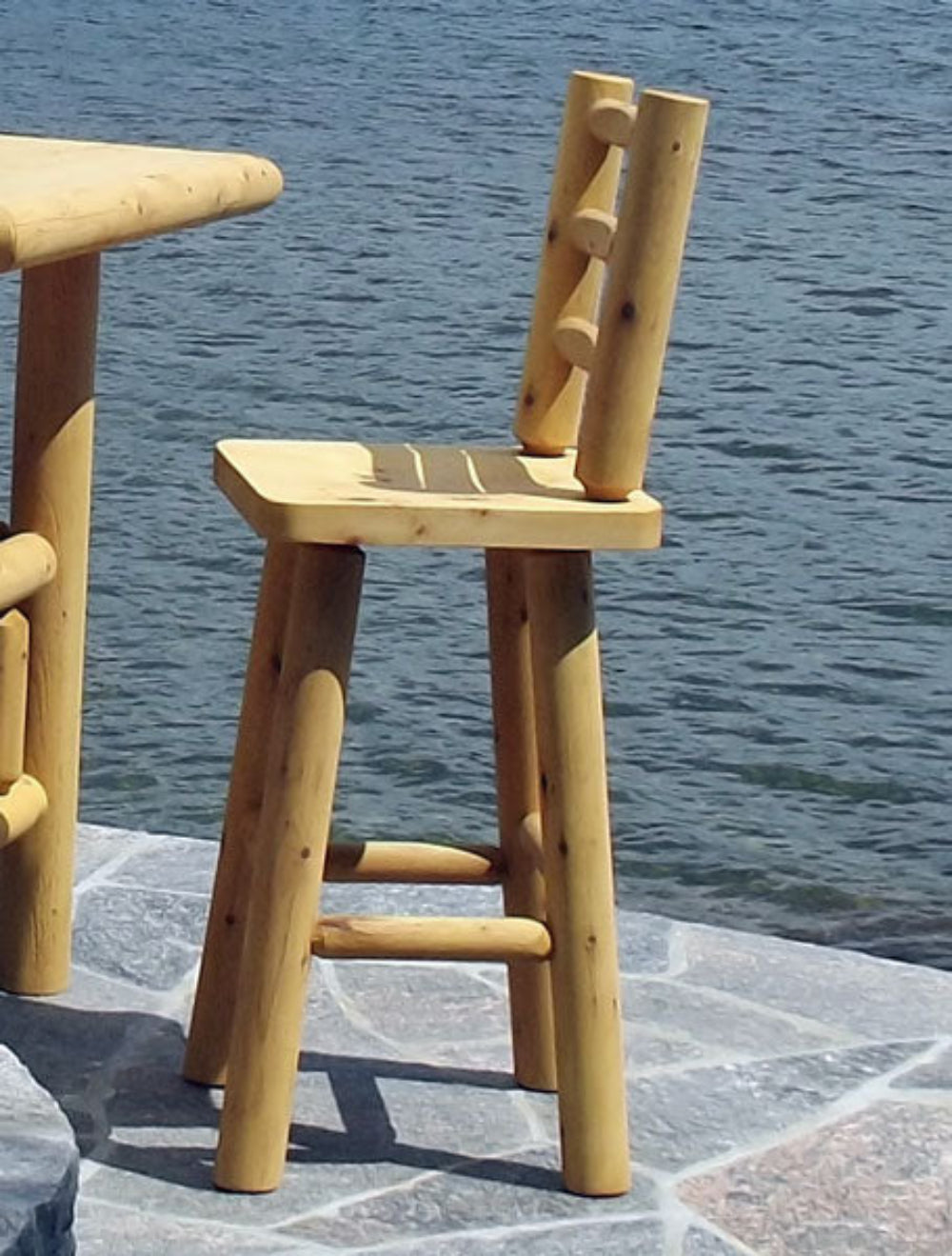 leisurecraft 30" Stool with Back - Clear Coated