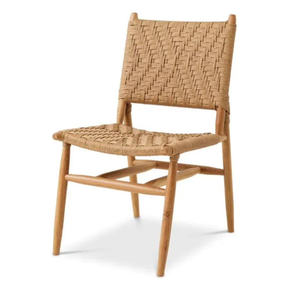 Eichholtz Outdoor Dining Chair Laroc set of 2 Natural teak | natural color weave