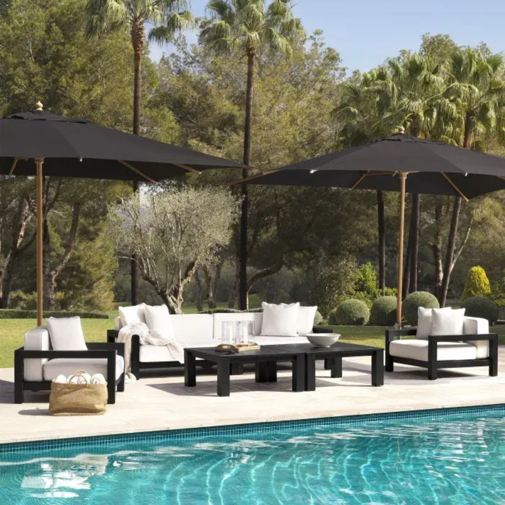 Eichholtz Outdoor Sofa Cap-Antibes Black finish | sunbrella canvas