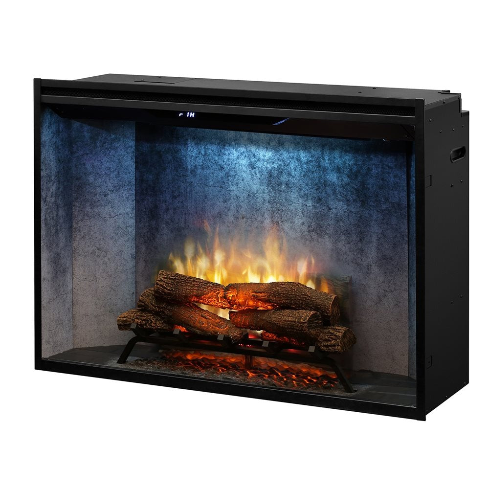 Dimplex Revillusion 36-inch Built-In Firebox with Glass Pane and Plug Kit, Weathered Concrete